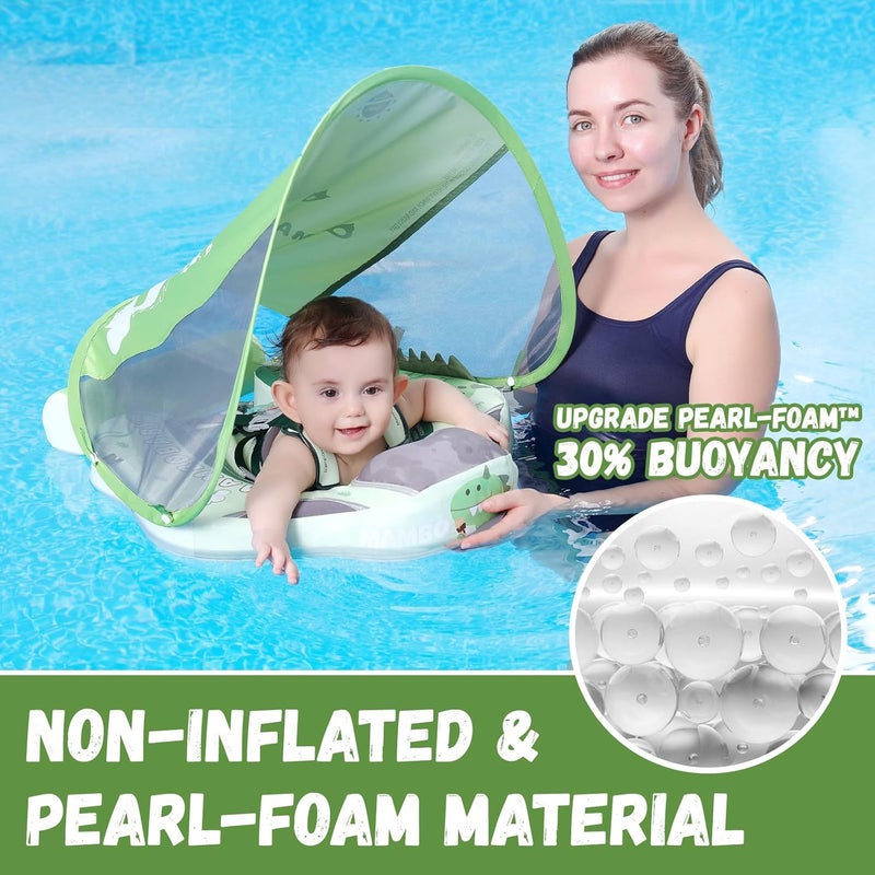 GENTEACO Mambobaby Baby Swim Float with Canopy Non-Inflatable Infant Pool Float with Tail 3-24 Months Avoid Flip Solid Skin-Friendly Material for Toddler Boys Girls - Image 2